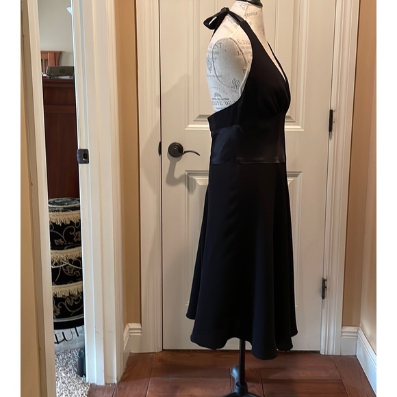 JONES NEW YORK DRESS 14 Black Satin Midi Cocktail Dress Fit and Flair NWT - Picture 8 of 14